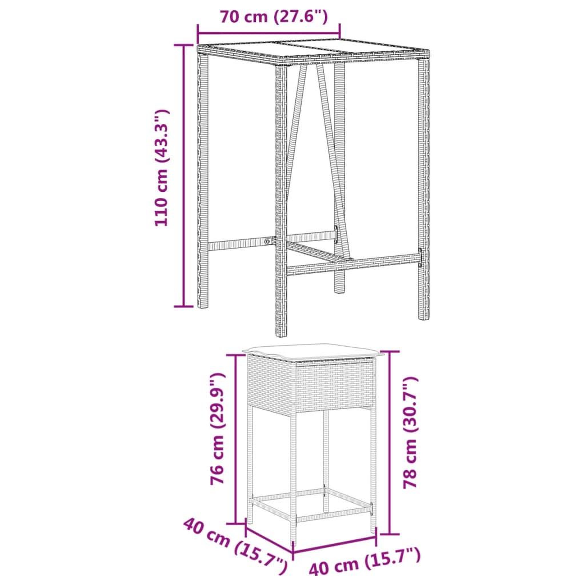 Voir la diapositive 6 : VIDAXL Ensemble de bar de jardin avec coussins 5 pcs marron poly rotin