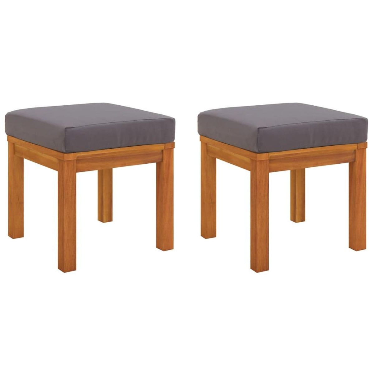VIDAXL Tabourets de jardin et coussins lot de 2 Acacia solide