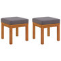Voir la diapositive 1 : VIDAXL Tabourets de jardin et coussins lot de 2 Acacia solide