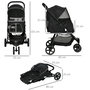 Voir la diapositive 3 : PAWHUT Poussette buggy pliable pour chien chat - 2 attaches, guidon réglable, panier - acier oxford noir