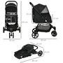 Voir la diapositive 3 : PAWHUT Poussette buggy pliable pour chien chat - 2 attaches, guidon réglable, panier - acier oxford noir