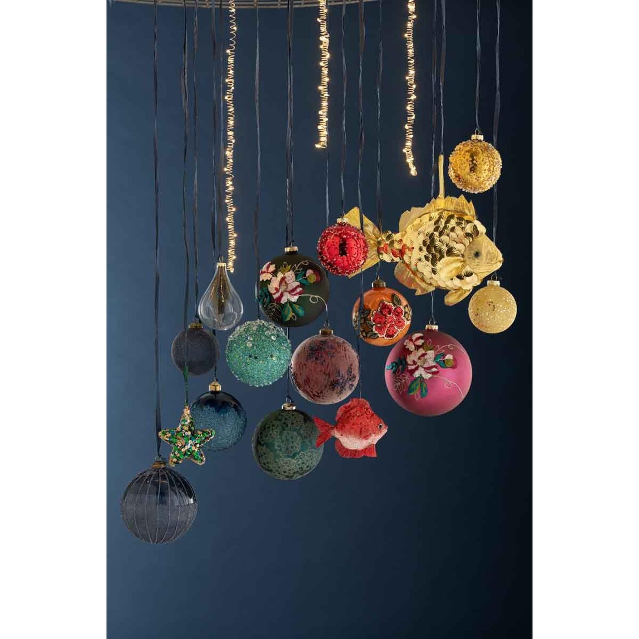 Voir la diapositive 2 : J-LINE Lot de 12 boules de noël  perles  8cm multicolore