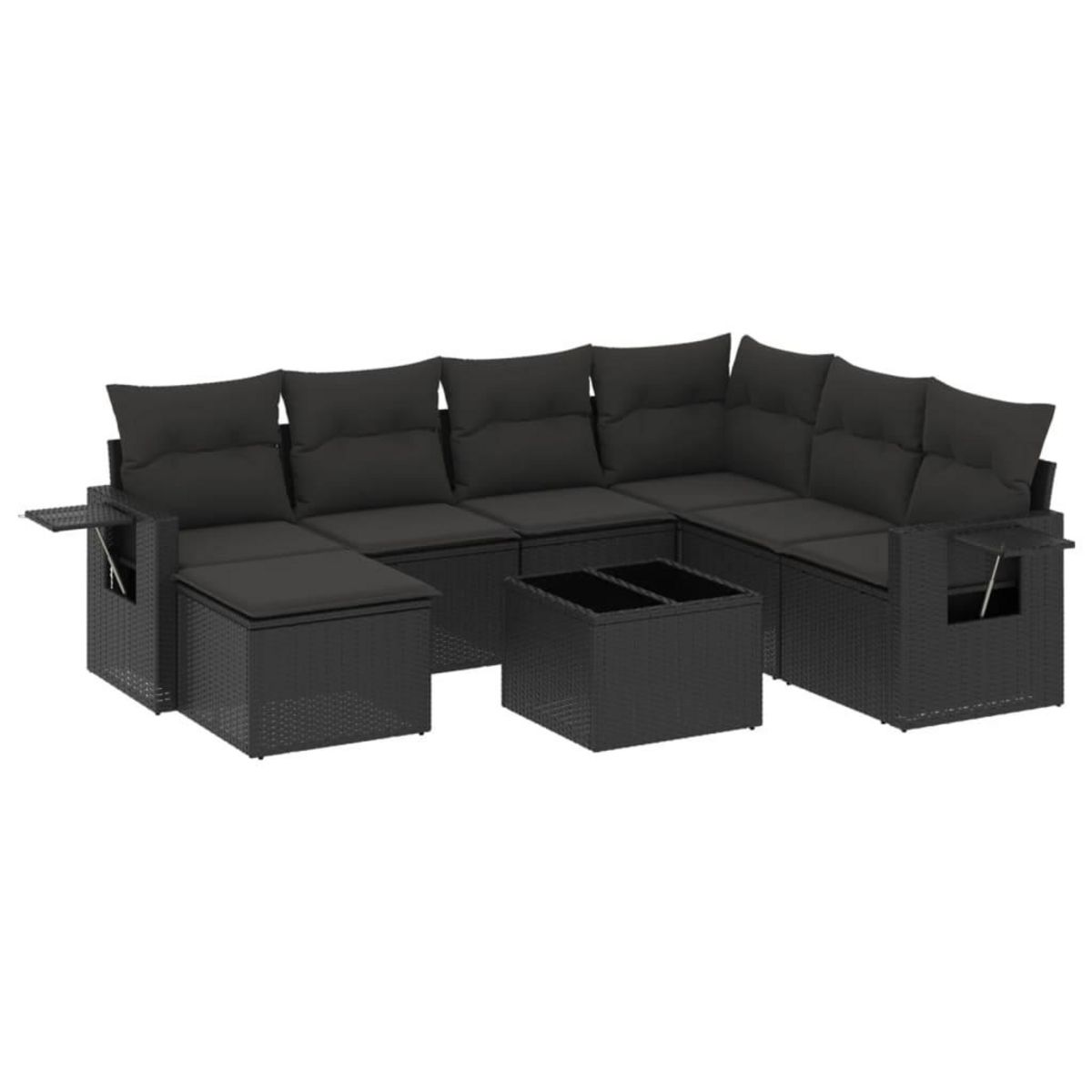 VIDAXL Salon de jardin 8 pcs avec coussins noir resine tressee