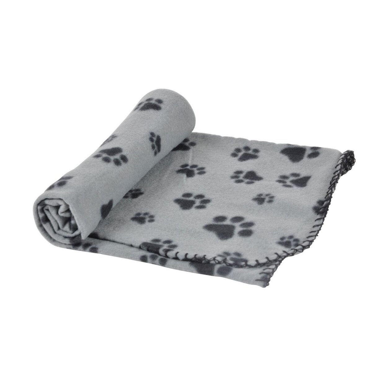 LOVE STORY Plaid polaire imprimé pattes de chien - Gris et noir