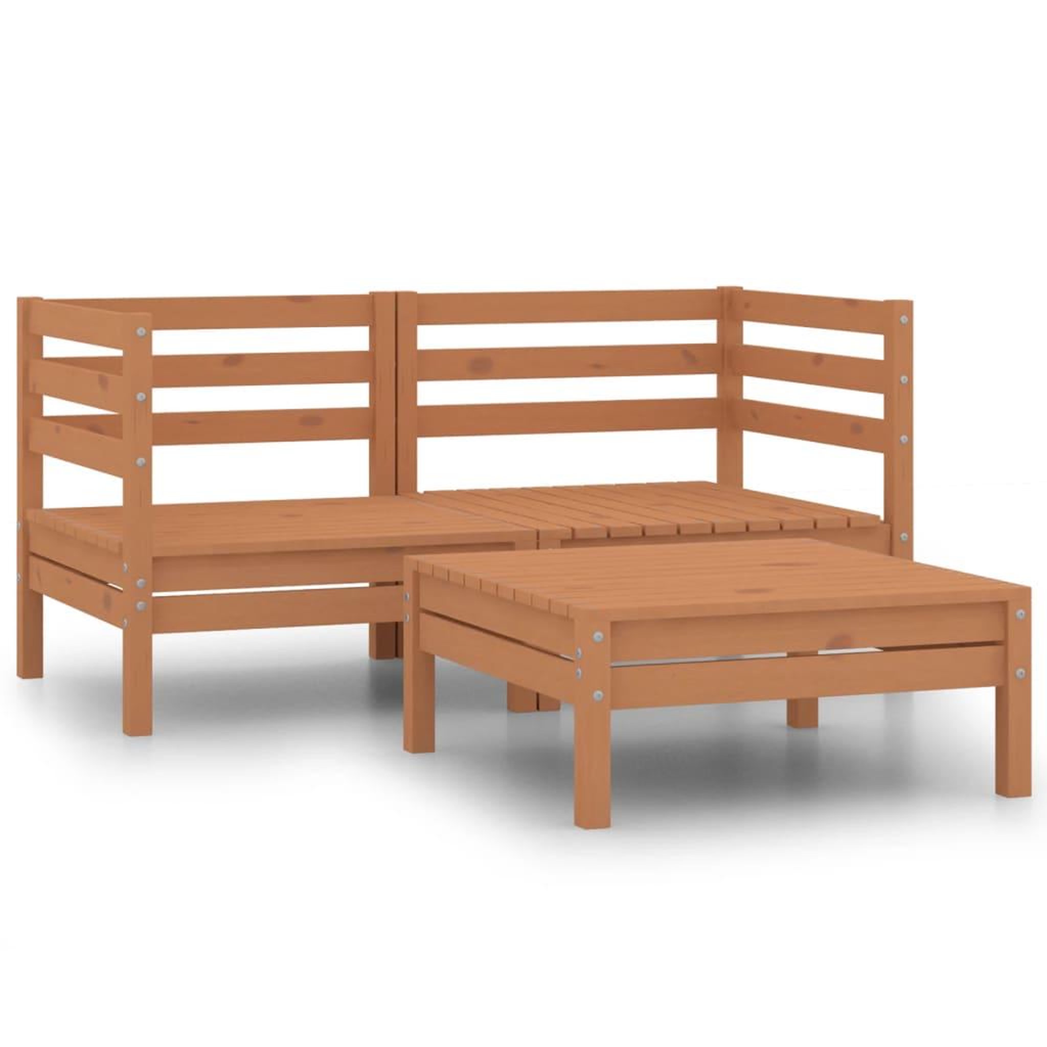 Voir la diapositive 2 : VIDAXL Salon de jardin 3 pcs Marron miel Bois de pin massif