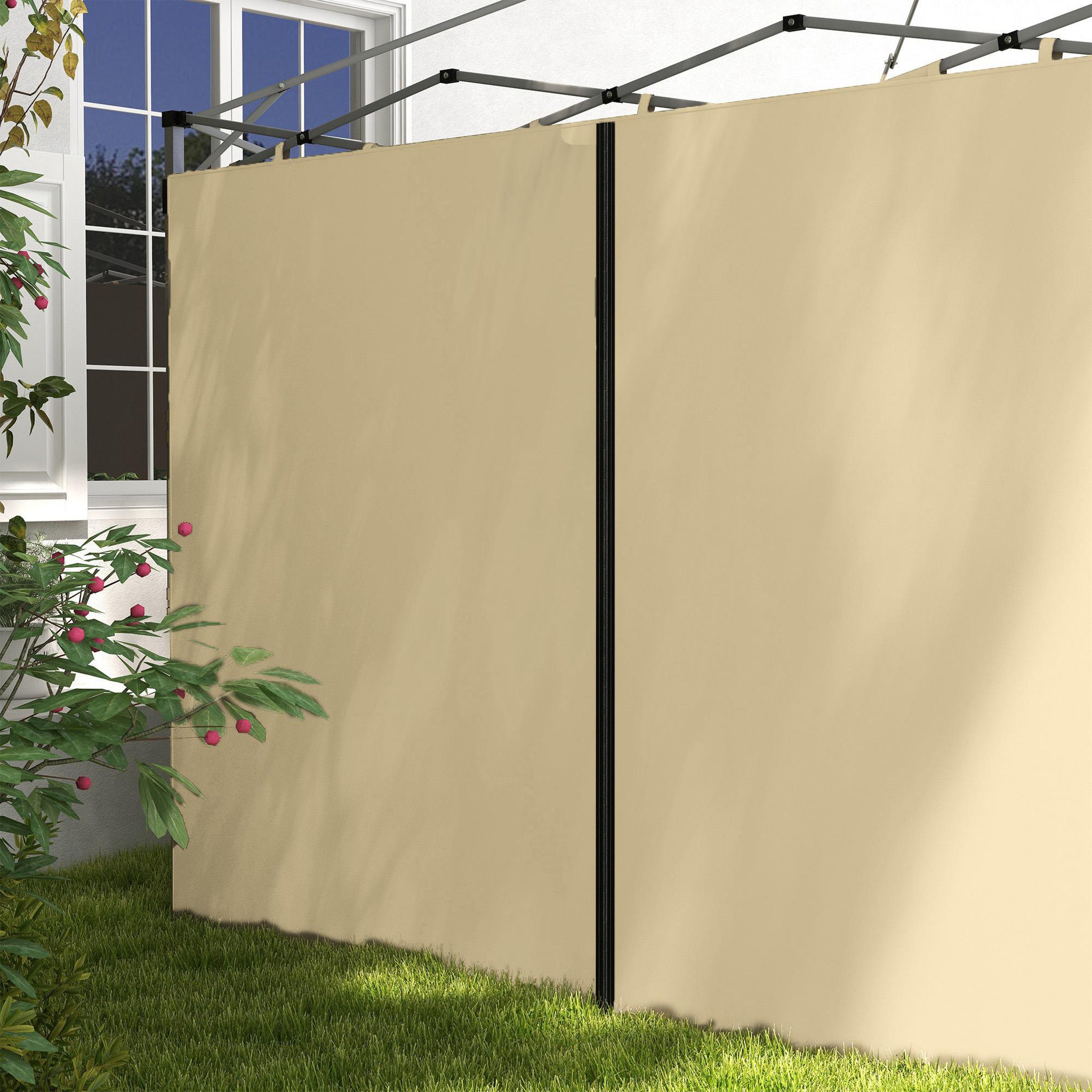Voir la diapositive 5 : OUTSUNNY Parois latérales de rechange barnum panneaux latéraux pour tonnelle 3 x 3 ou 3 x 6 m - lot de 2 pièces - beige