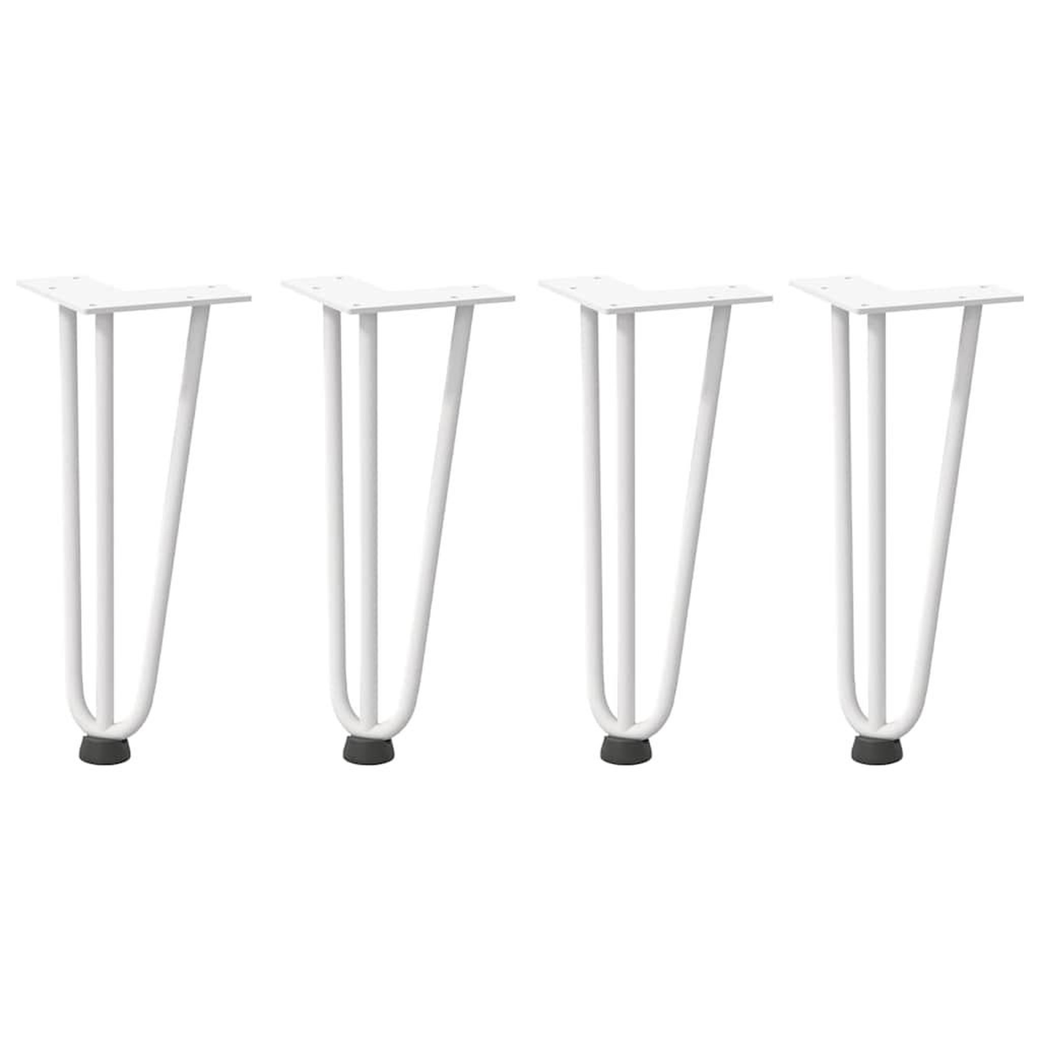 Voir la diapositive 2 : VIDAXL Pieds de table en forme d'epingle a cheveux 4 pcs blanc 30 cm