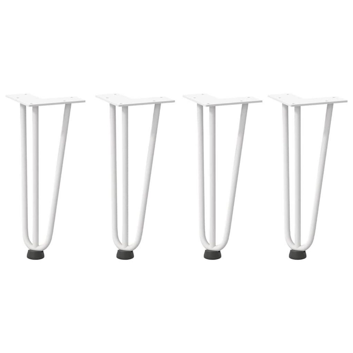 VIDAXL Pieds de table en forme d'epingle a cheveux 4 pcs blanc 30 cm