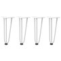 Voir la diapositive 2 : VIDAXL Pieds de table en forme d'epingle a cheveux 4 pcs blanc 30 cm