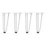 Voir la diapositive 2 : VIDAXL Pieds de table en forme d'epingle a cheveux 4 pcs blanc 30 cm