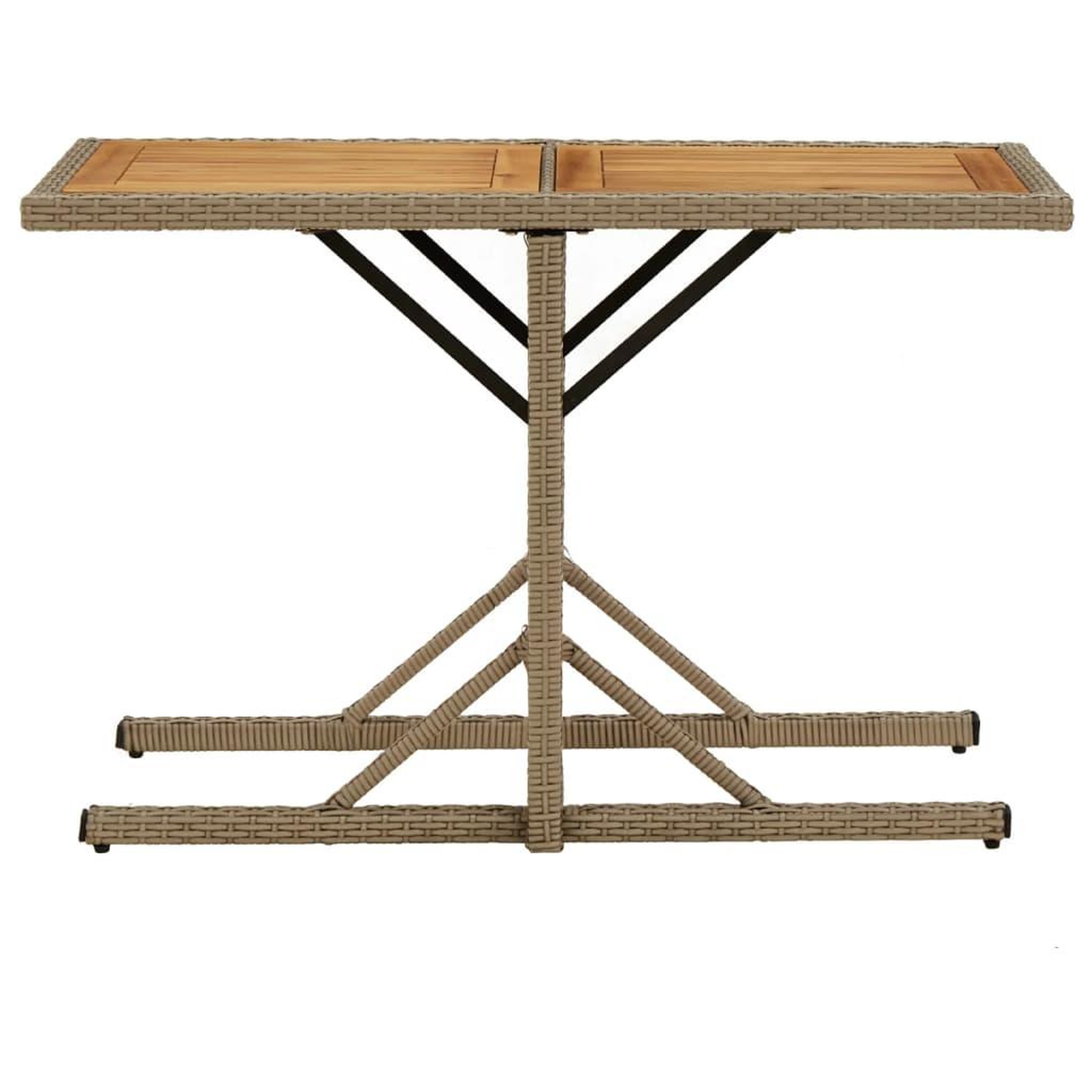 Voir la diapositive 2 : VIDAXL Table de jardin Beige Bois massif d'acacia et poly rotin