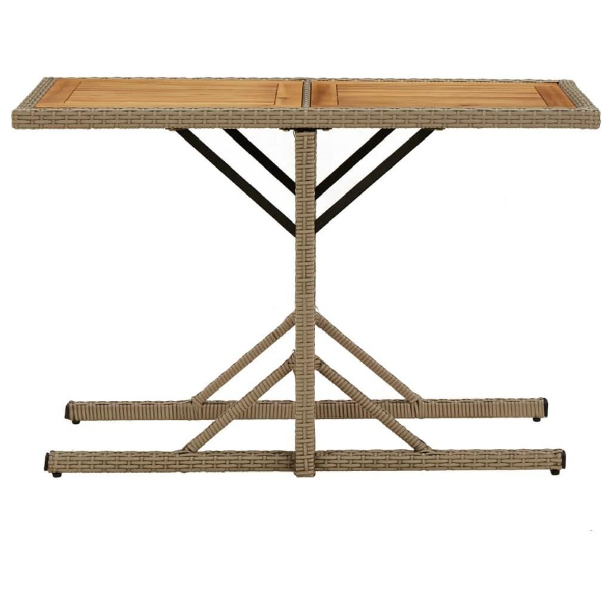 VIDAXL Table de jardin Beige Bois massif d'acacia et poly rotin