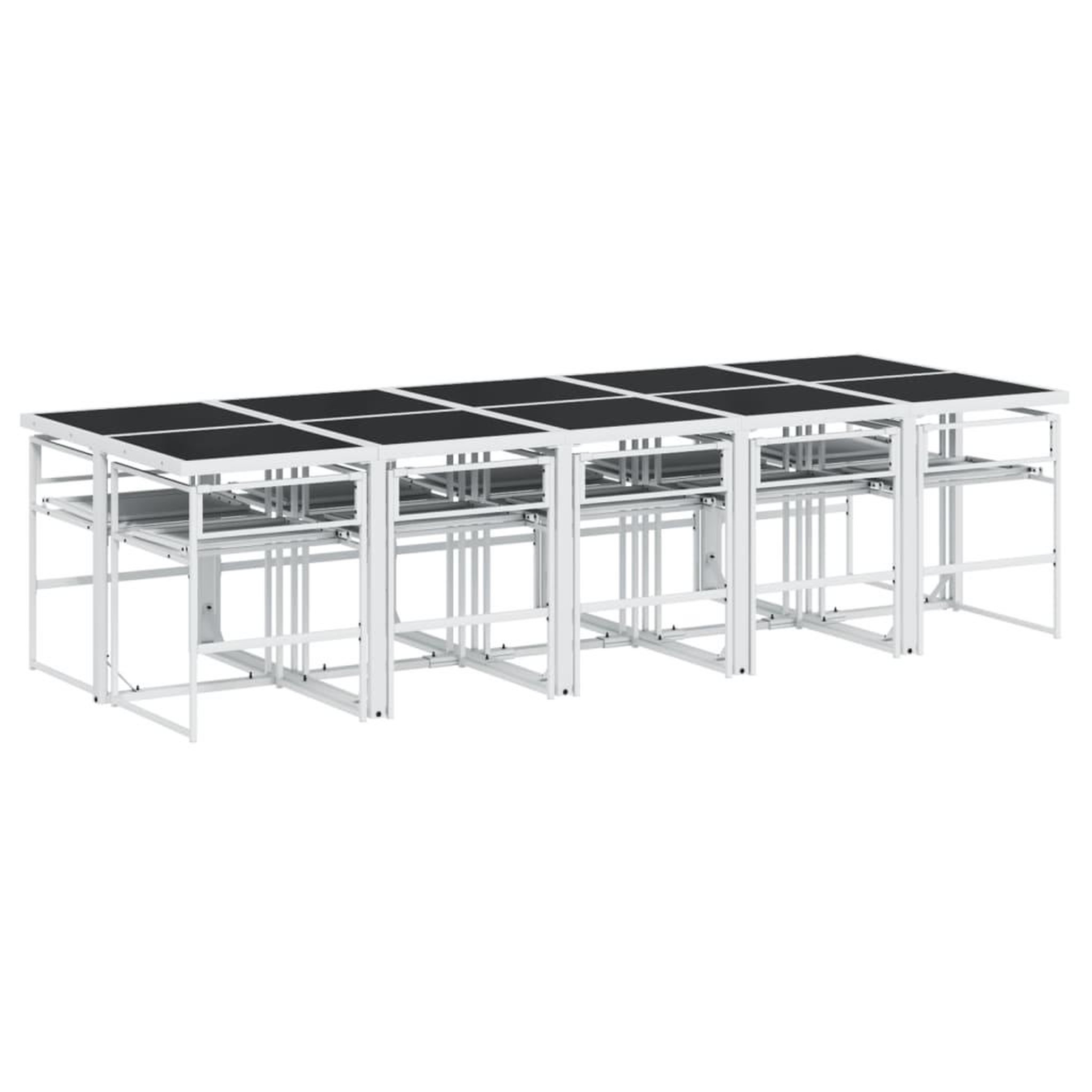 Voir la diapositive 5 : VIDAXL Ensemble a manger de jardin avec coussins 11pcs blanc textilene