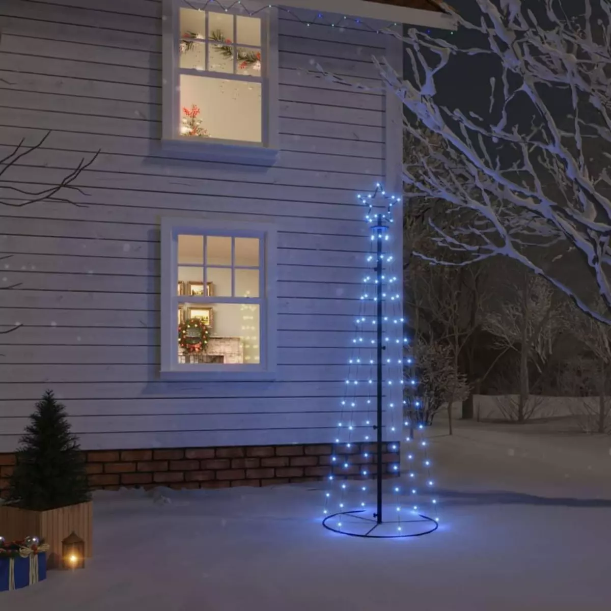 VIDAXL Arbre de Noël cone 108 LED Bleues 70x180 cm