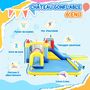 Voir la diapositive 3 : HOMCOM Château gonflable enfant 6 en 1 - toboggan, trampoline, panier basket-ball, piscine, mur, pistolet - nombreux accesoires