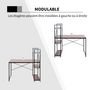 Voir la diapositive 6 : HOMCOM Bureau informatique design industriel avec bibliothèque 3 étagères panneaux particules aspect noyer métal noir