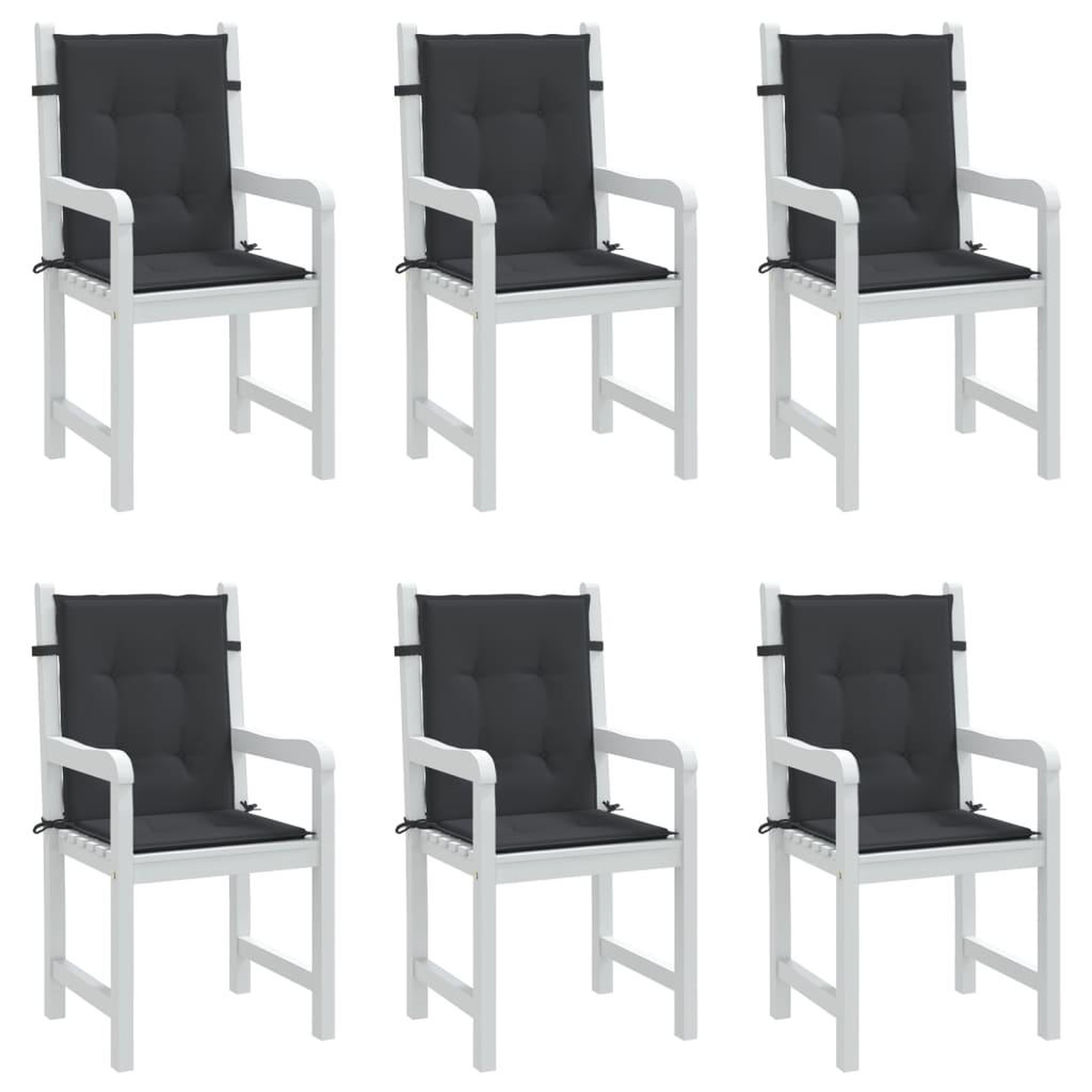 Voir la diapositive 4 : VIDAXL Coussins de chaise de jardin a dossier bas lot de 6 noir