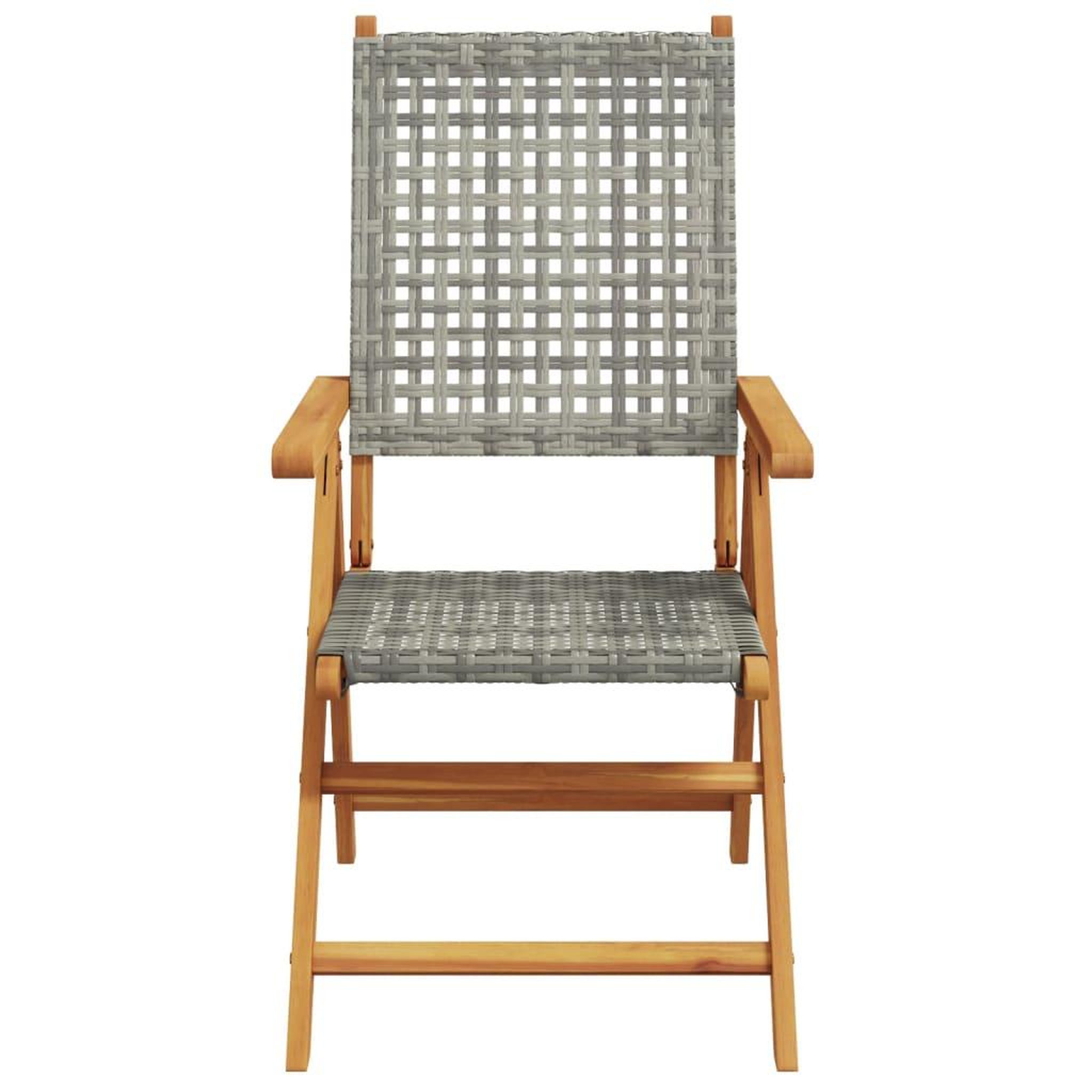 Voir la diapositive 5 : VIDAXL Chaises de jardin lot de 2 gris bois massif d'acacia et rotin