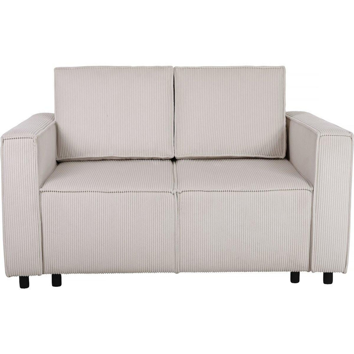 Habitat et Jardin Canapé droit convertible en velours côtelé  Montaigne S  - 2 places - Beige