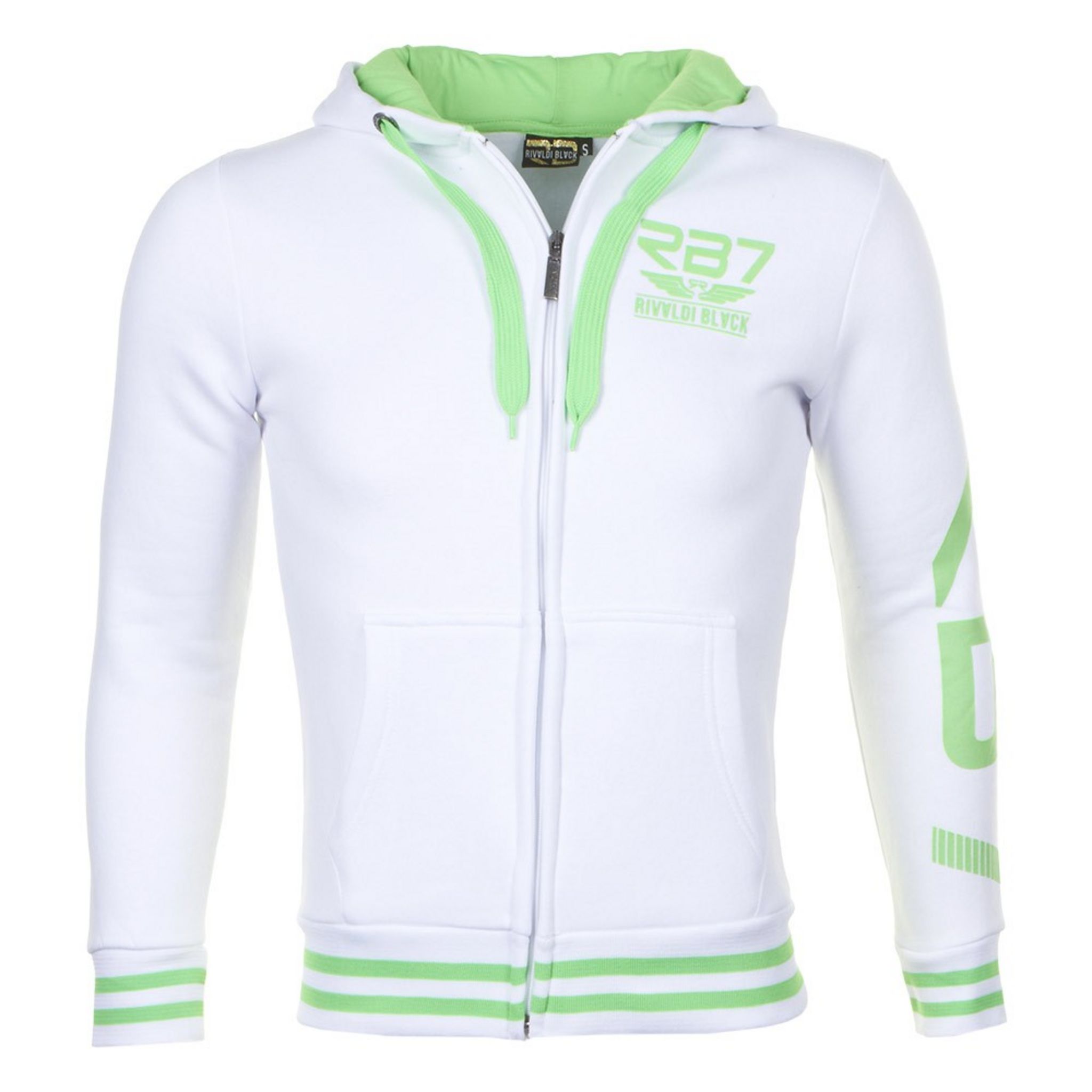 Sweat zippé à capuche RIVALDI blanc sérigraphié pas cher - Auchan.fr