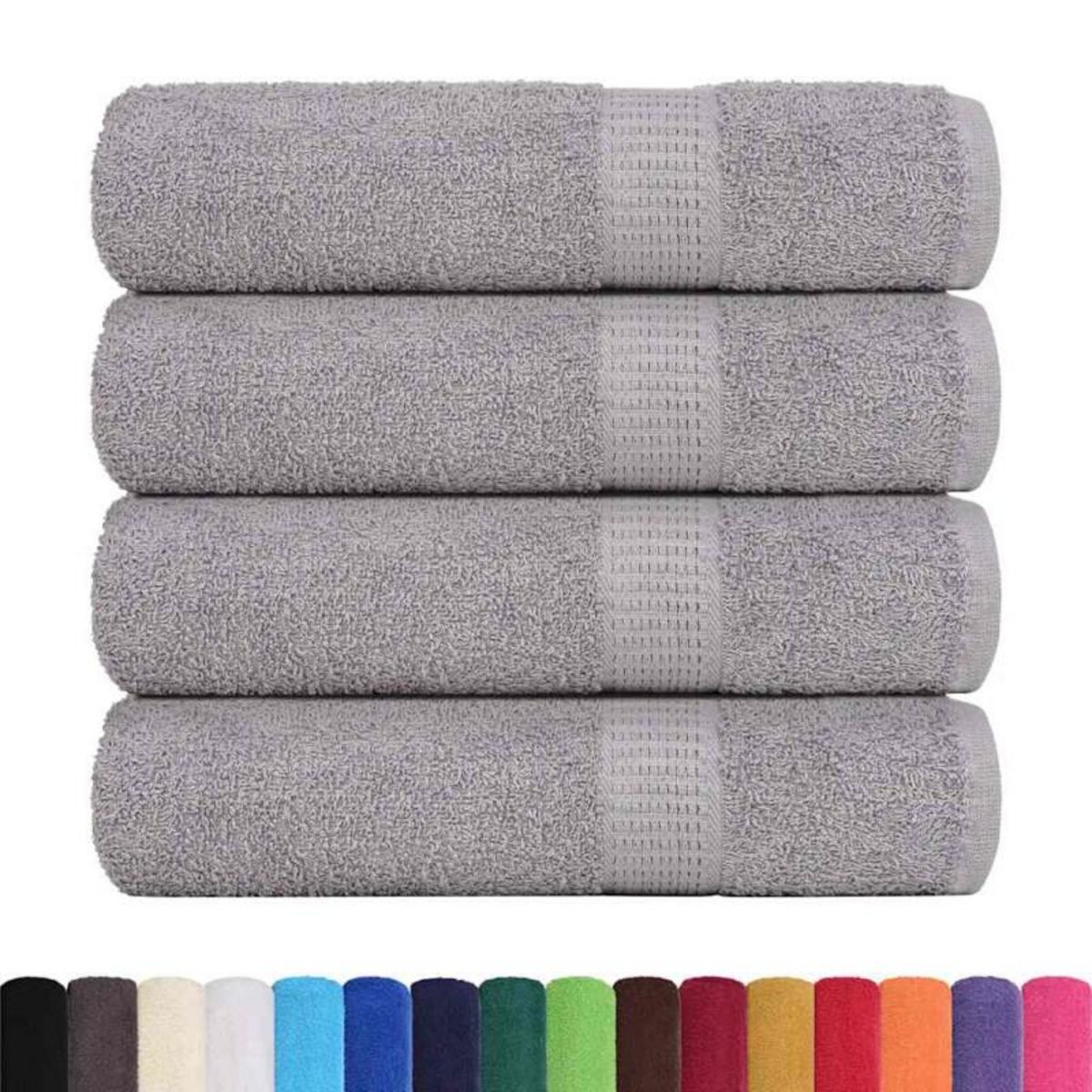 VIDAXL Serviettes de bain 4 pcs gris 100x150 cm 360 g m² 100% coton