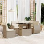 VIDAXL Salon de jardin avec coussins 6 pcs beige resine tressee