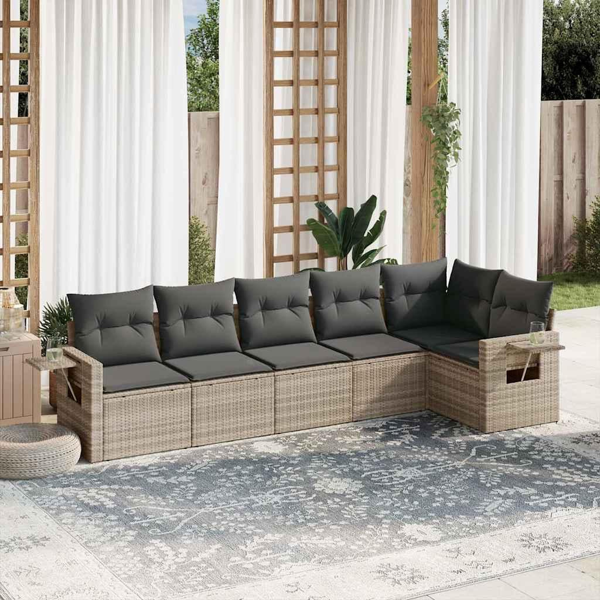 VIDAXL Salon de jardin 6 pcs avec coussins gris clair resine tressee