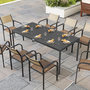 Voir la diapositive 2 : OUTSUNNY Table de jardin 8 personnes rectangulaire plateau effet lattes acier époxy anthracite