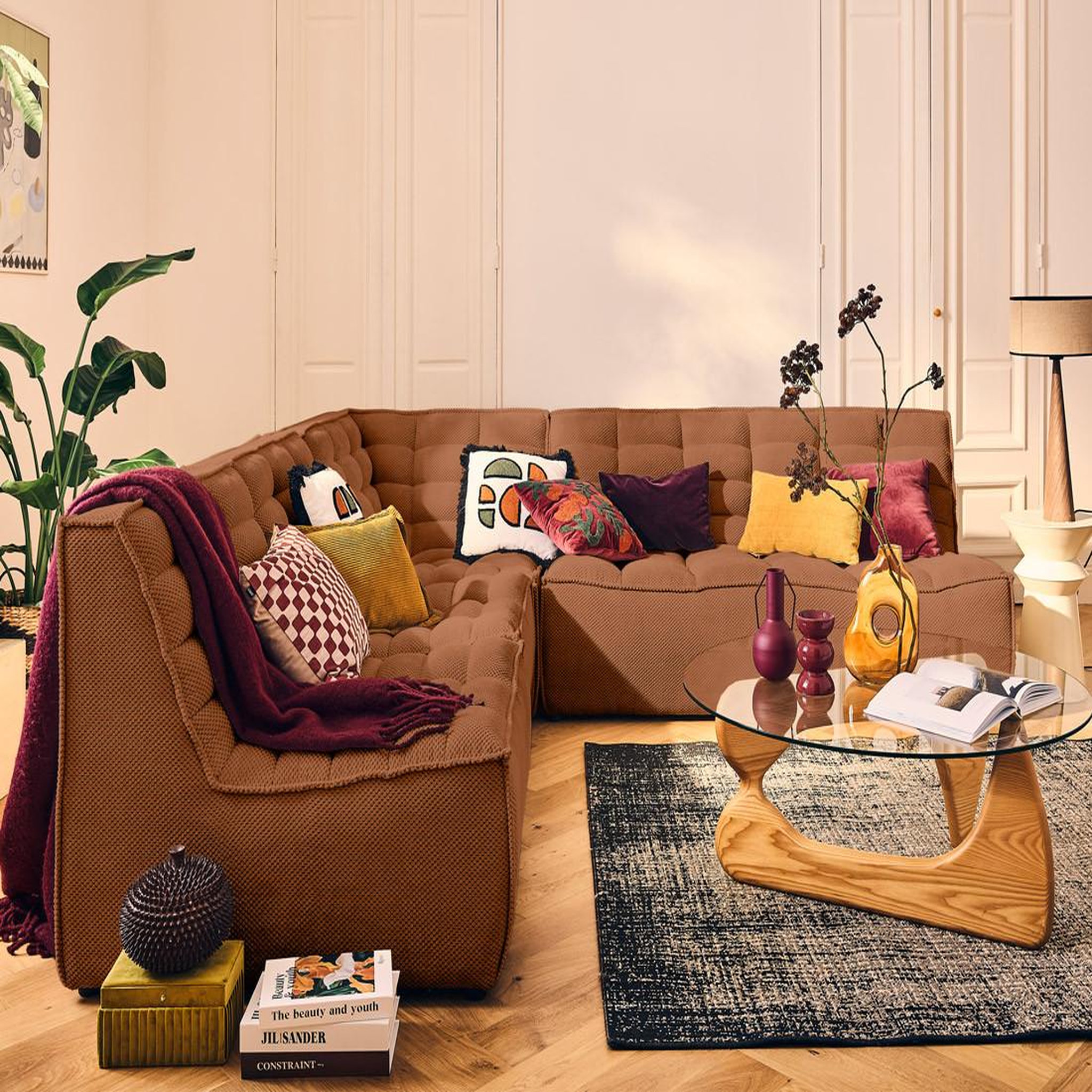 Voir la diapositive 2 : BEST MOBILIER Ellie - module d'angle en velours texturé