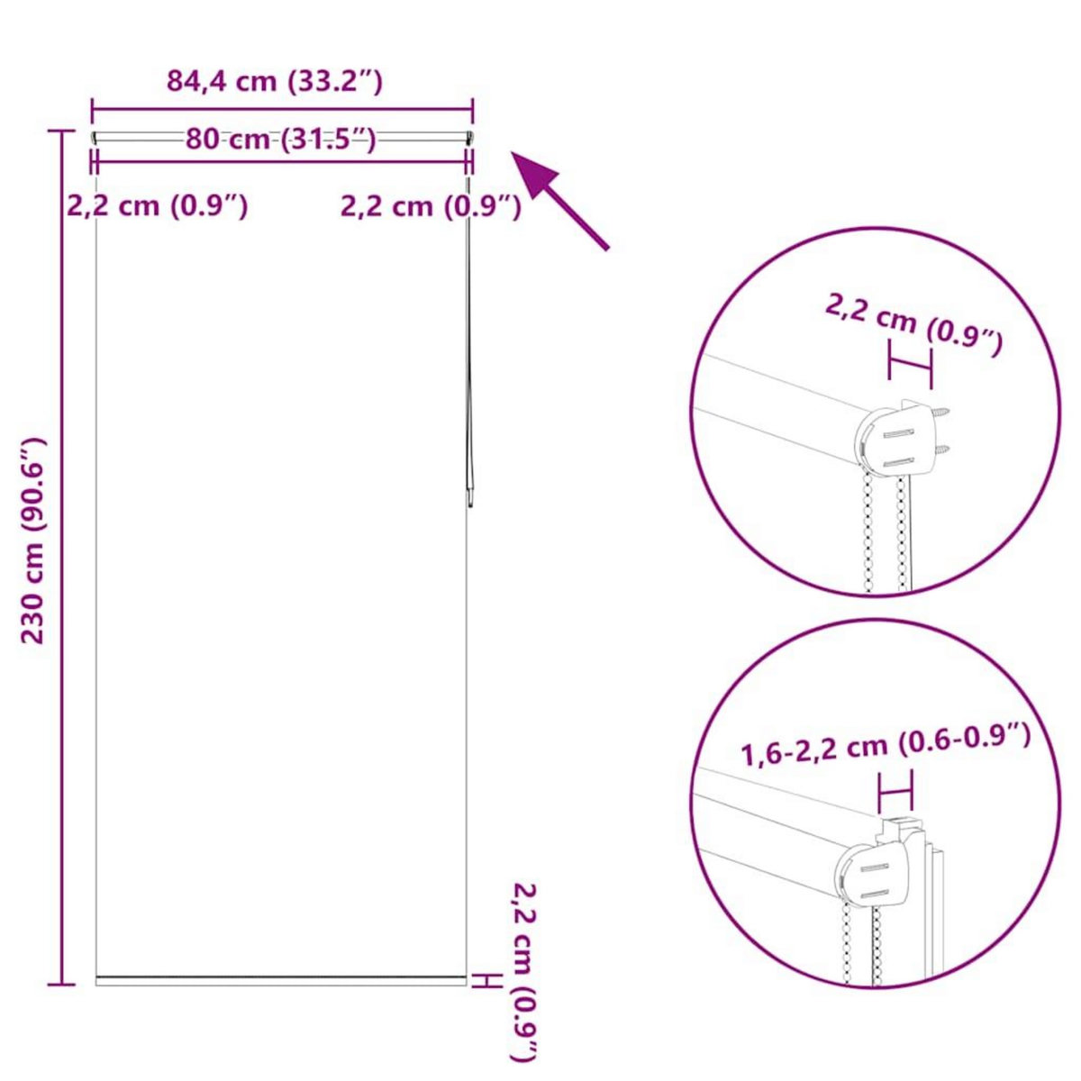 VIDAXL Store enrouleur occultant 80 x 230 cm rouge