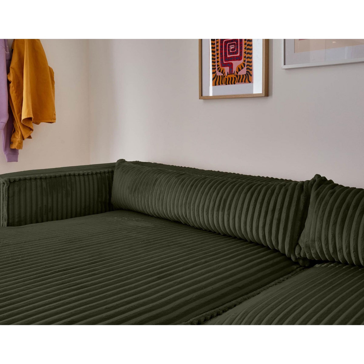 LISA DESIGN Ela - canapé d'angle gauche - 4 places - en velours côtelé grosses côtes