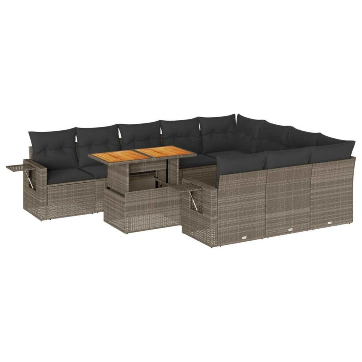 VIDAXL Salon de jardin 11 pcs avec coussins gris resine tressee