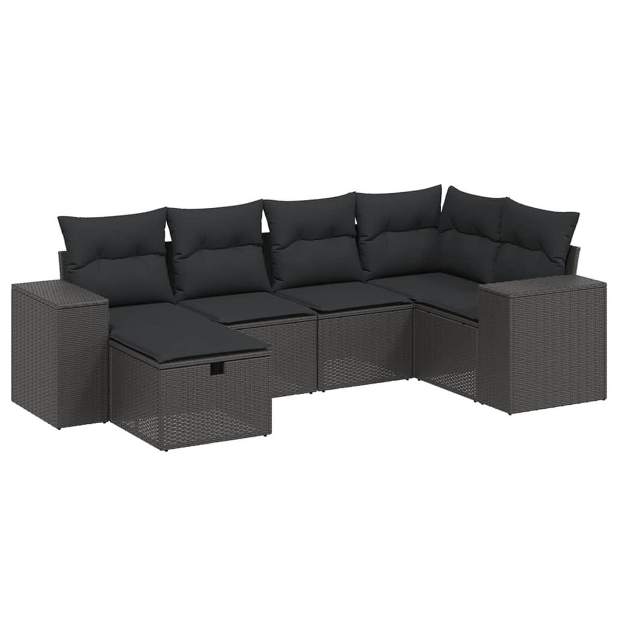 Voir la diapositive 2 : VIDAXL Salon de jardin 6 pcs avec coussins noir resine tressee
