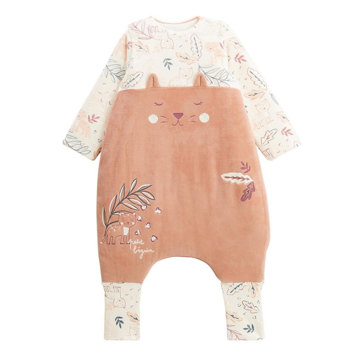 Petit Béguin Turbulette d'hiver en velours avec pieds retroussables et manches amovibles Matcha