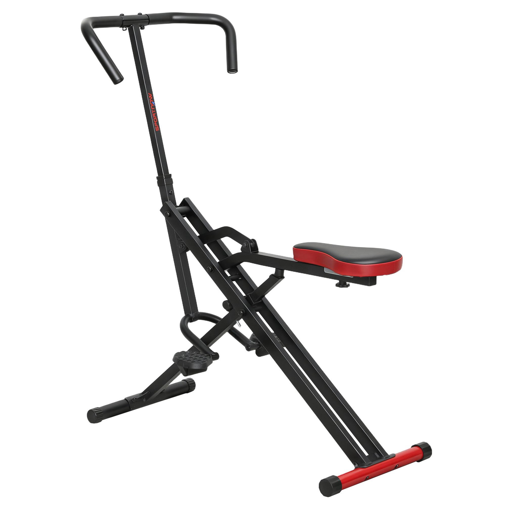 Voir la diapositive 5 : HOMCOM Machine à adominaux - appareil de fitness pliable réglable - rouge noir