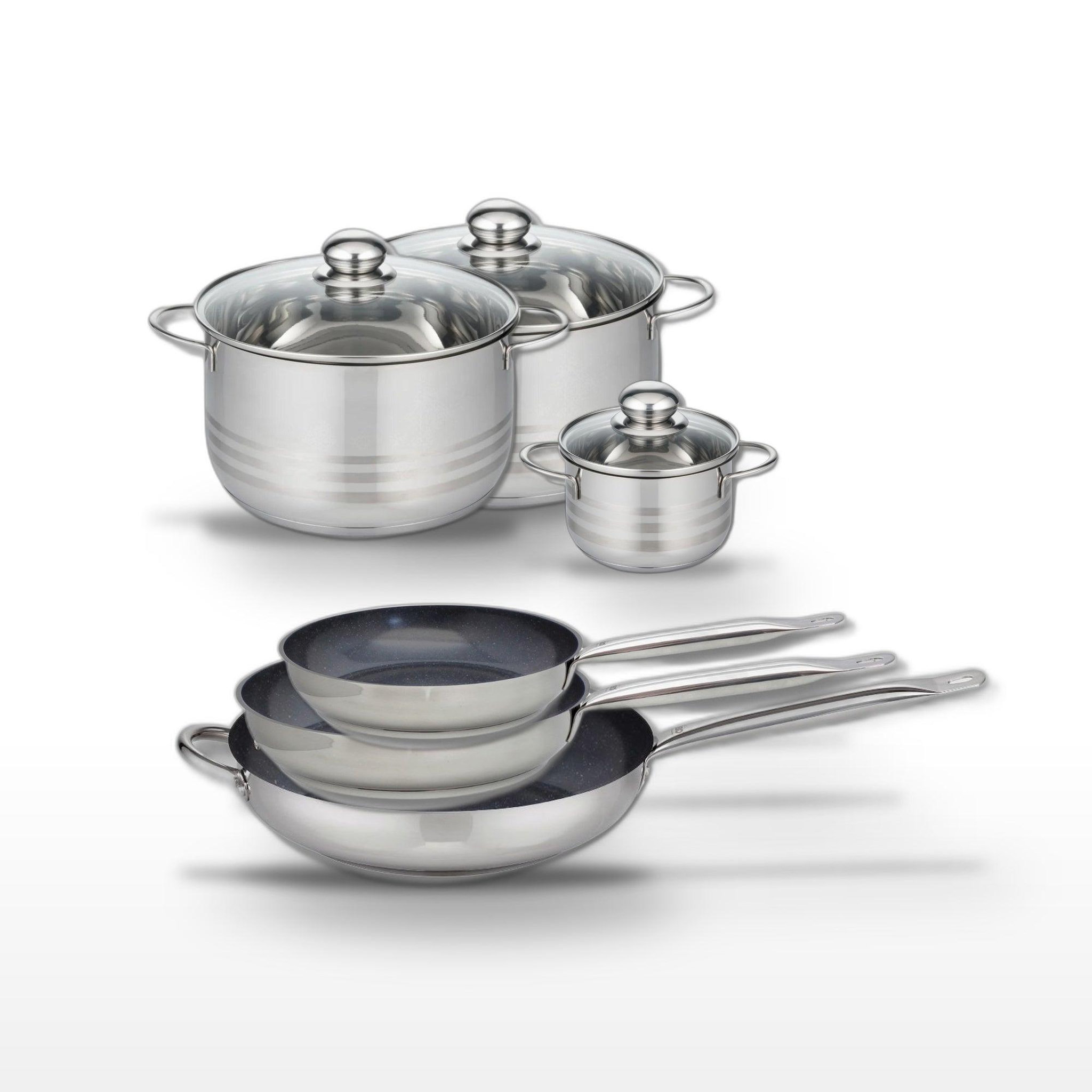 ELO Lot 3 poêles 24/28/32cm elo profi therm platinum et 3 faitouts elo brillant