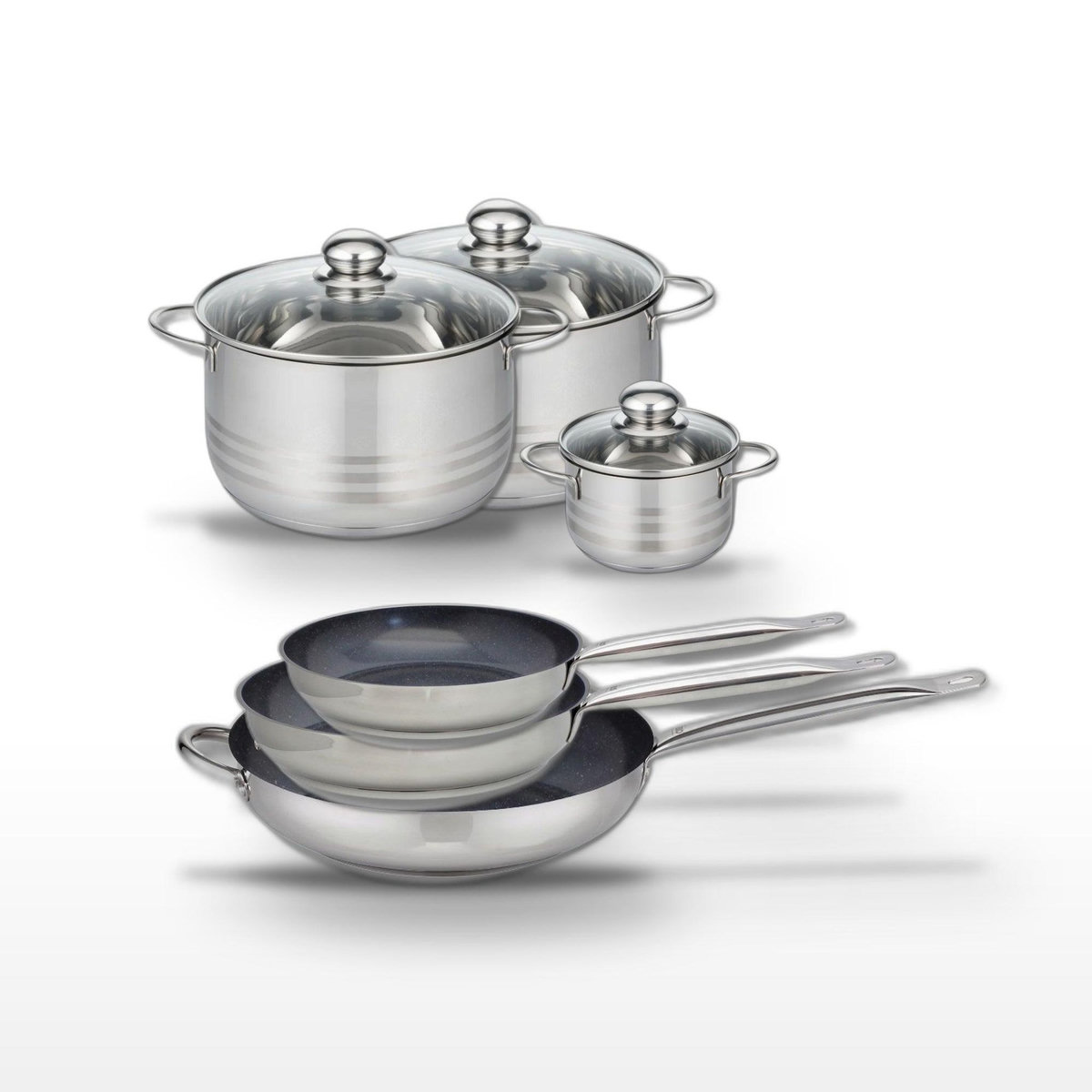 ELO Lot 3 Poêles 24/28/32cm Elo Profi Therm Platinum et 3 Faitouts Elo Brillant