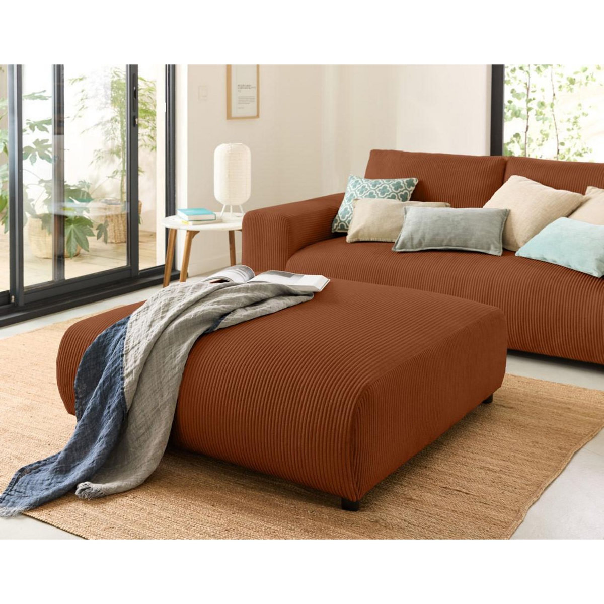 LISA DESIGN Garance - grand pouf modulable - en velours côtelé