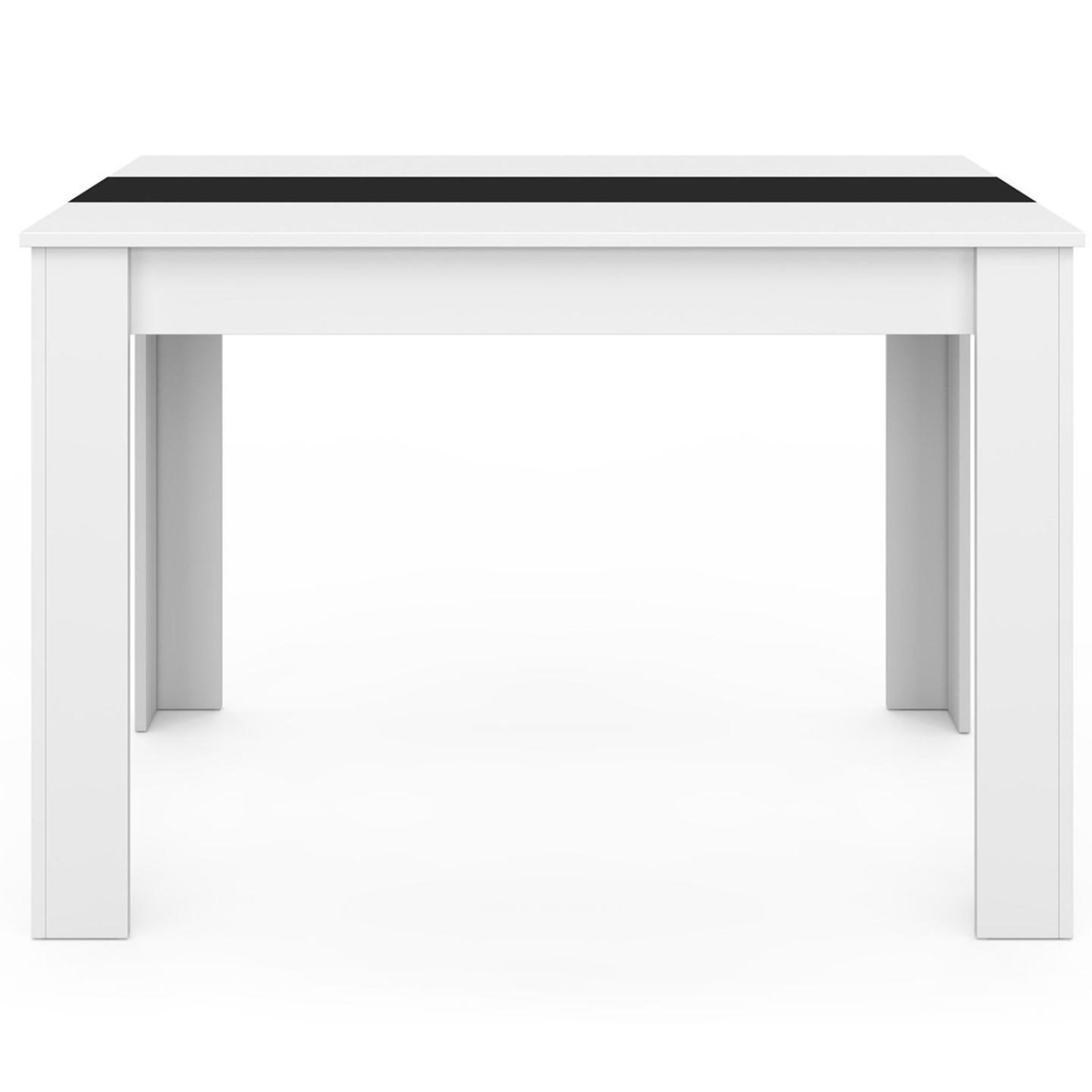 Voir la diapositive 3 : ID MARKET Table à manger rectangle rozy 4 personnes blanche et noire 110 cm