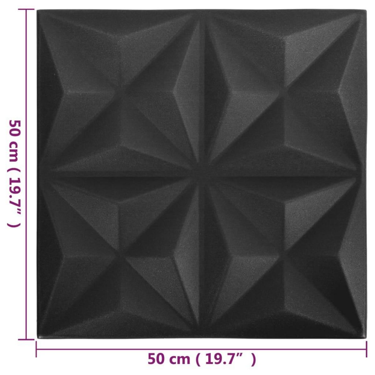 VIDAXL Panneaux muraux 3D 12 pcs 50x50 cm noir origami 3 m^2