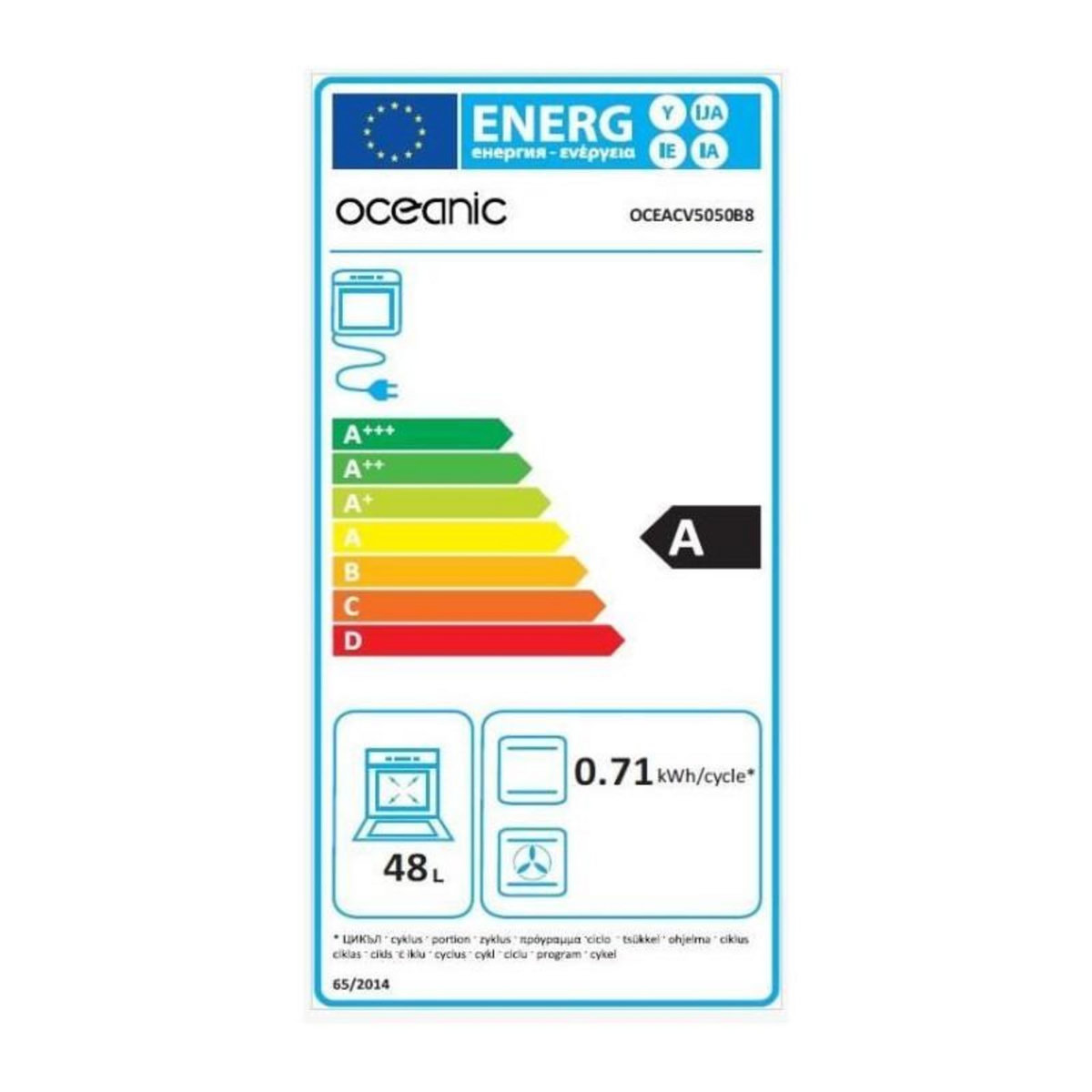 OCEANIC OCEANIC CV5050B8 Cuisiniere vitrocéramique 50x50 - Four convection naturelle - 48 L - Noir