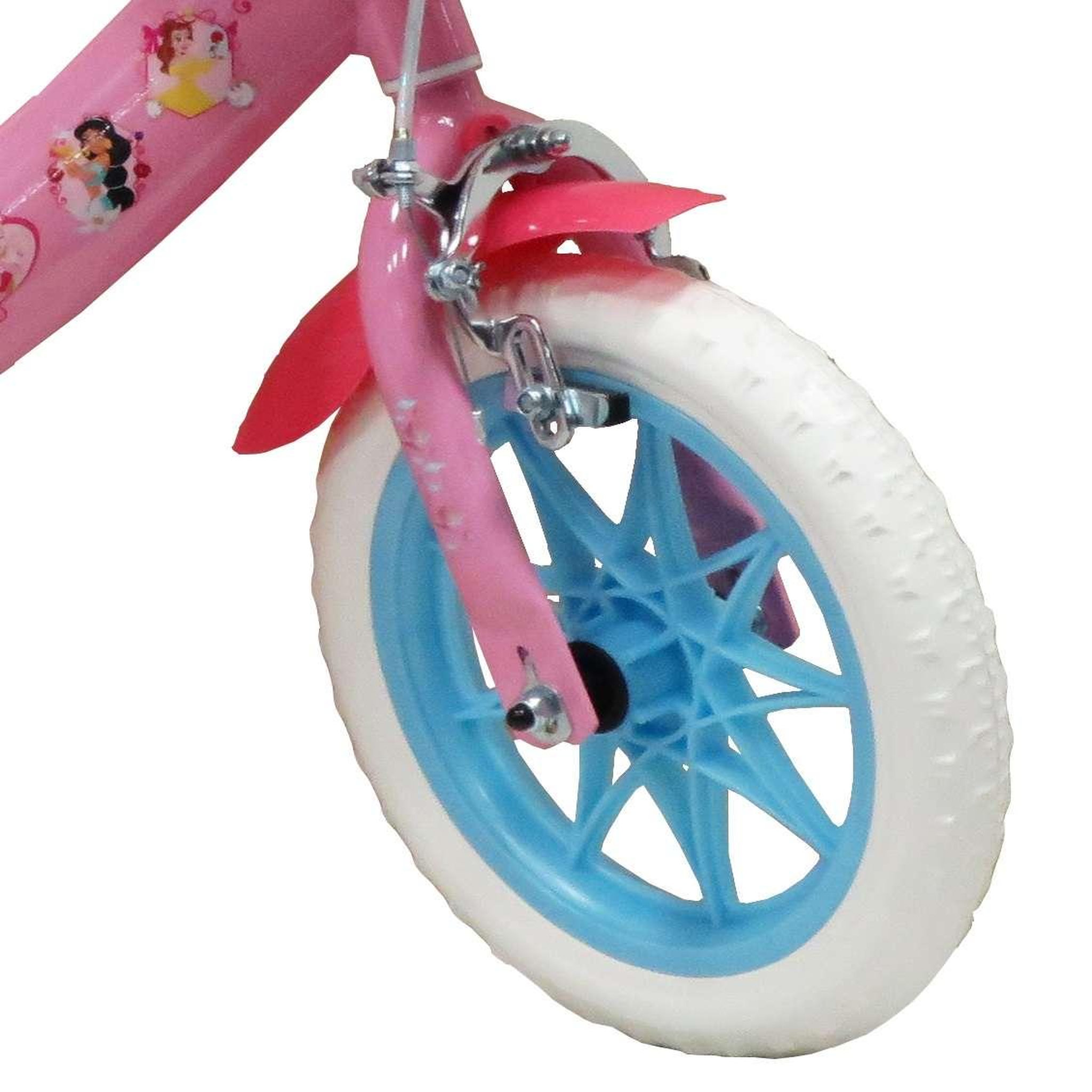 Voir la diapositive 4 : Disney Princesse Vélo enfant - Moidèle 12'' Princesse de Disney pour enfant de 85/100 cm avec stabilisateurs - 1 Frein - Panier avant - Porte poupée arrière et roues bâtons