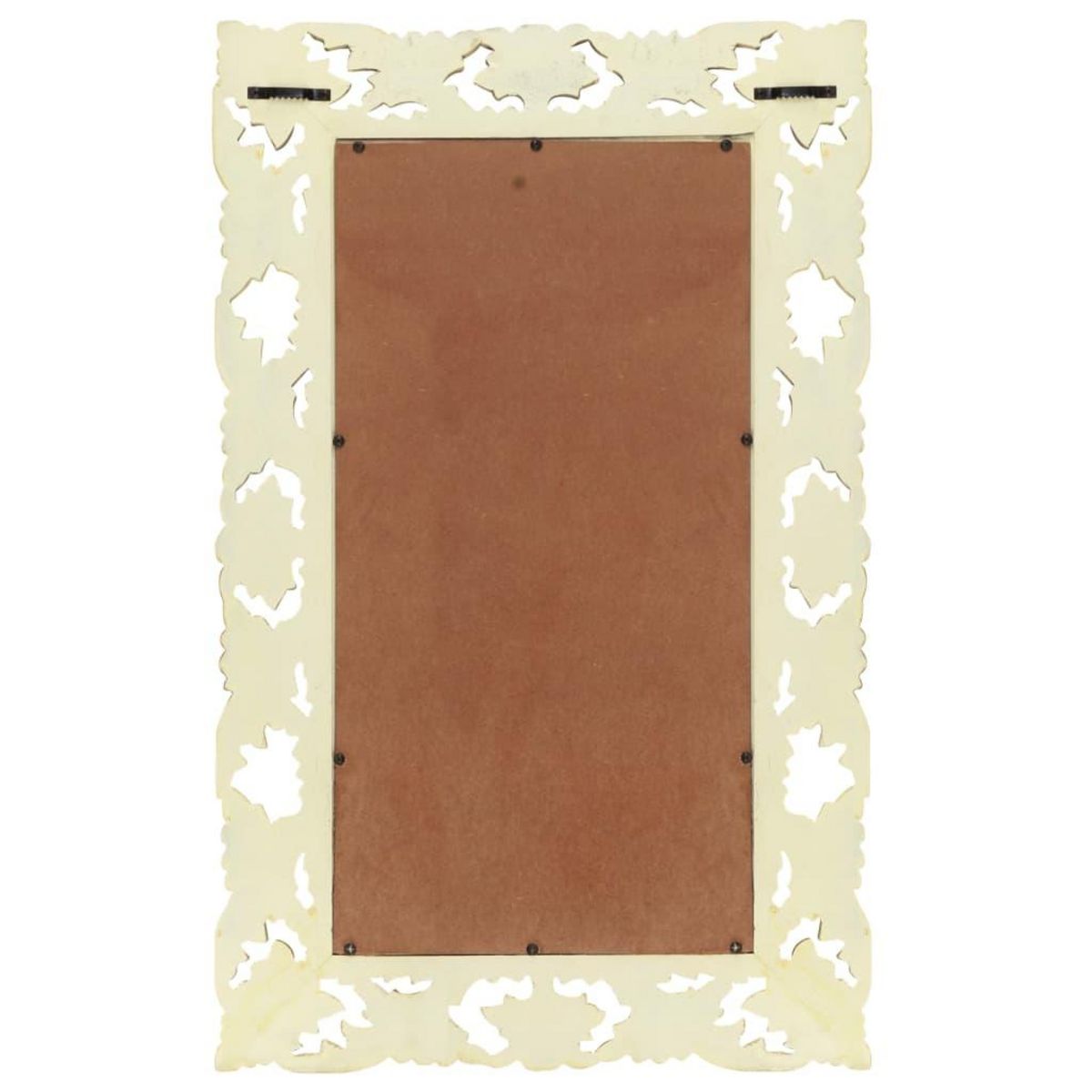 VIDAXL Miroir sculpte a la main Blanc 80x50 cm Bois de manguier massif
