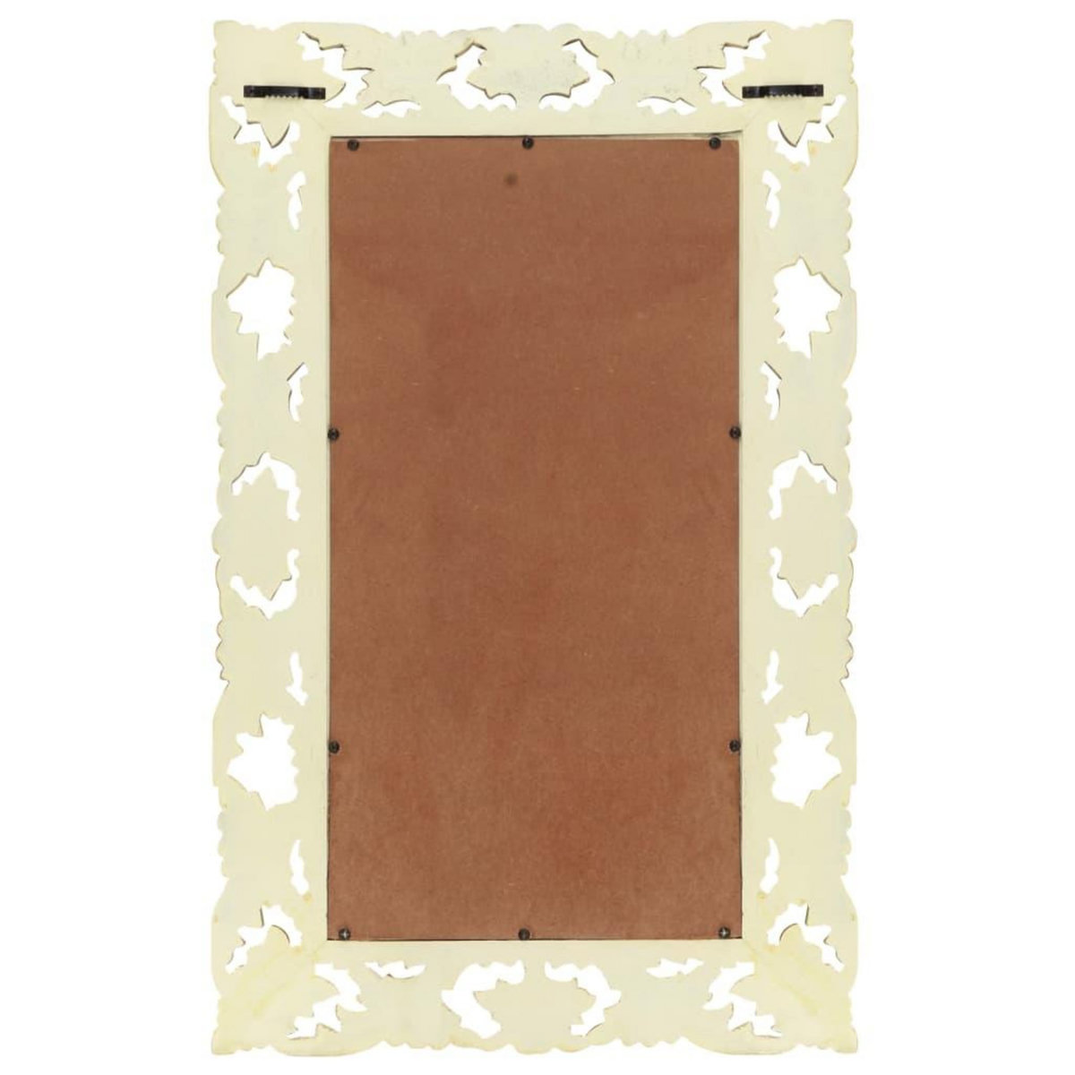 VIDAXL Miroir sculpte a la main Blanc 80x50 cm Bois de manguier massif