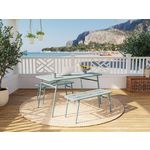 BEST MOBILIER Ribola - ensemble table et bancs de jardin - 4 personnes - vert. Coloris disponibles : Vert