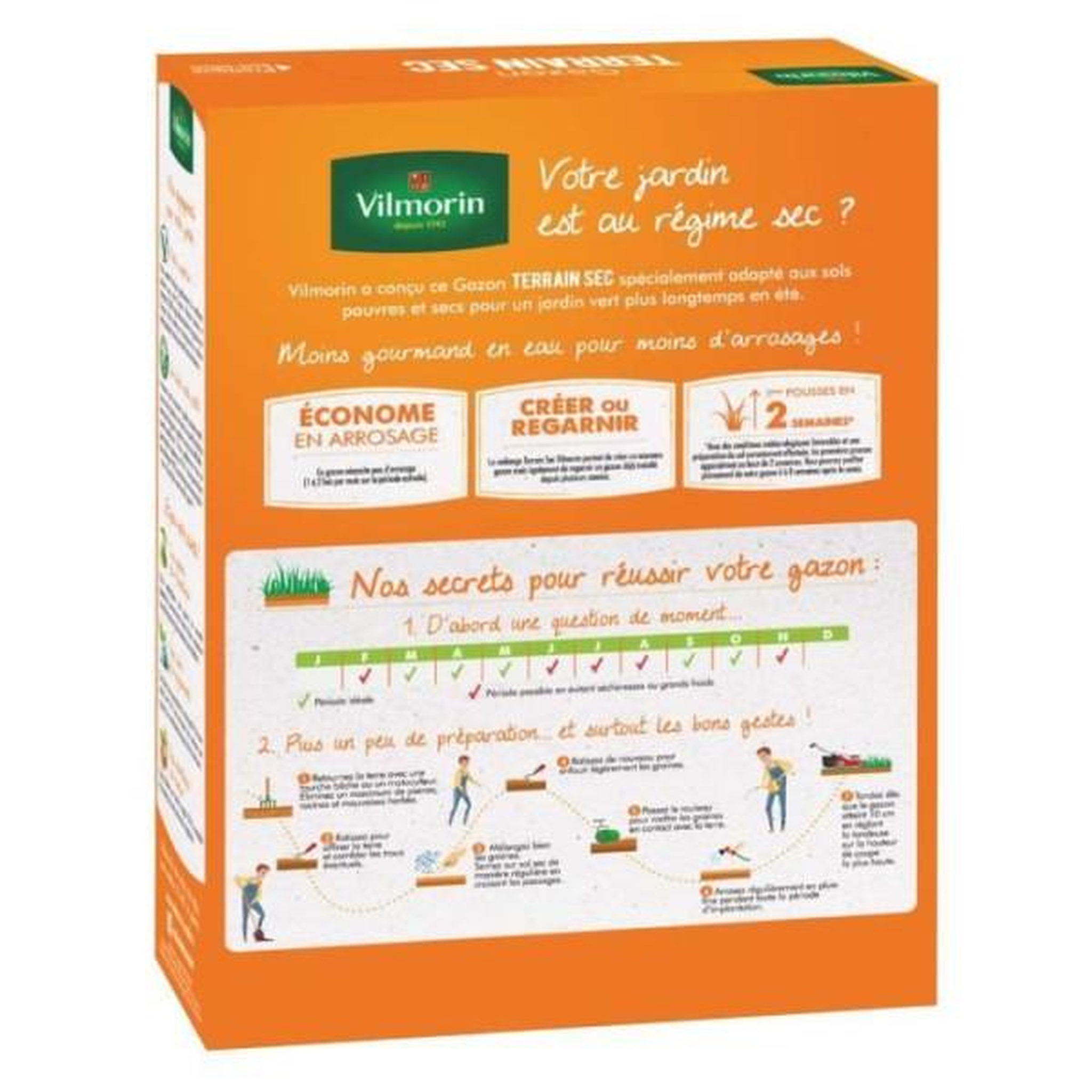 Voir la diapositive 2 : VILMORIN Vilmorin semences de gazon rustique pour terrain sec - 3 kg