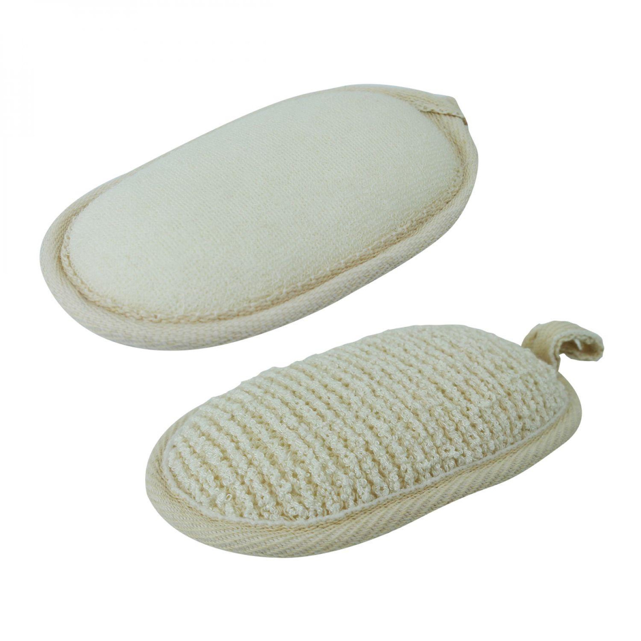 VIVEZEN Éponge exfoliante et nettoyante en fibre de bambou double face 13 x 8 x 3 cm