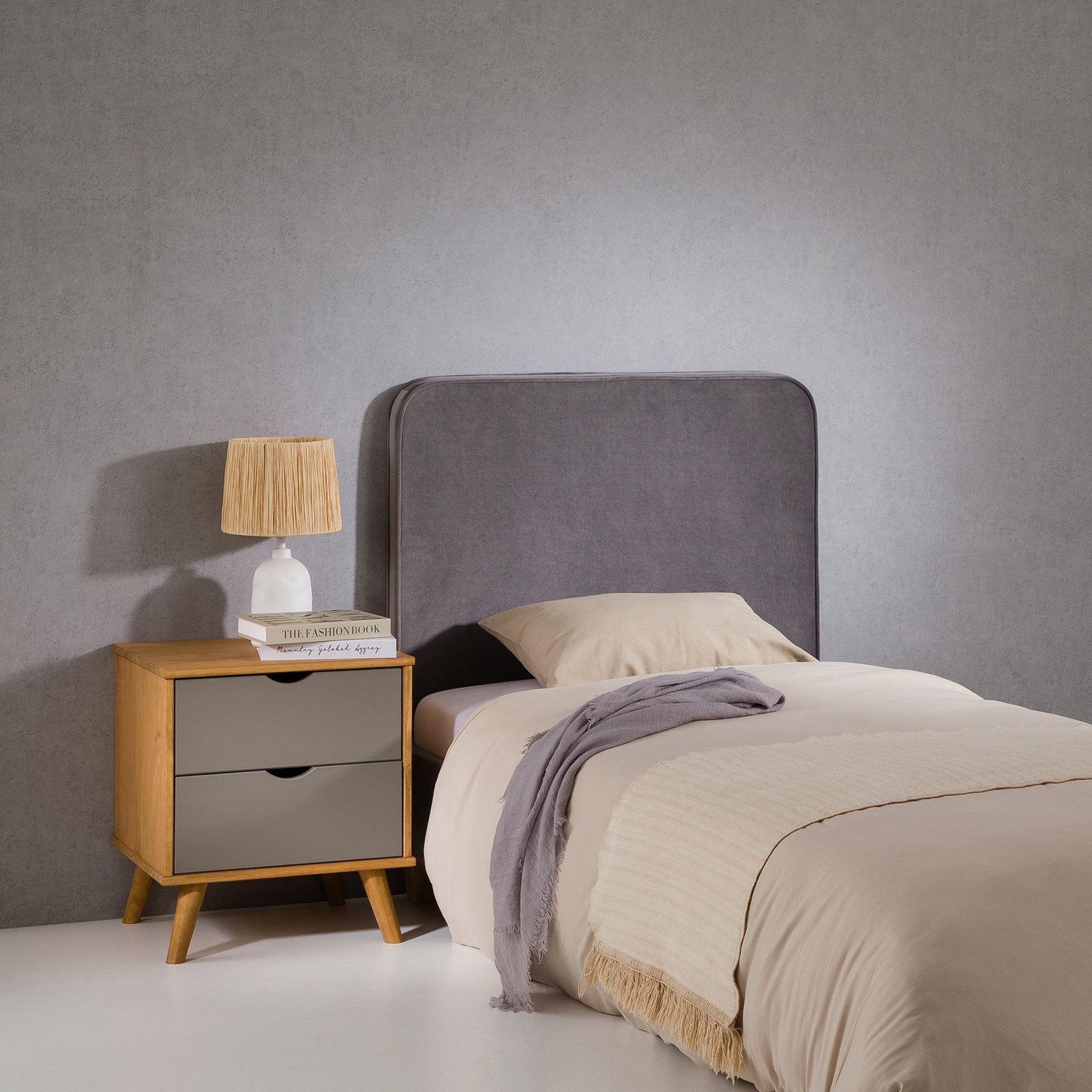 Voir la diapositive 2 : IDIMEX Tête de lit lunar 90 avec fixation murale, en tissu