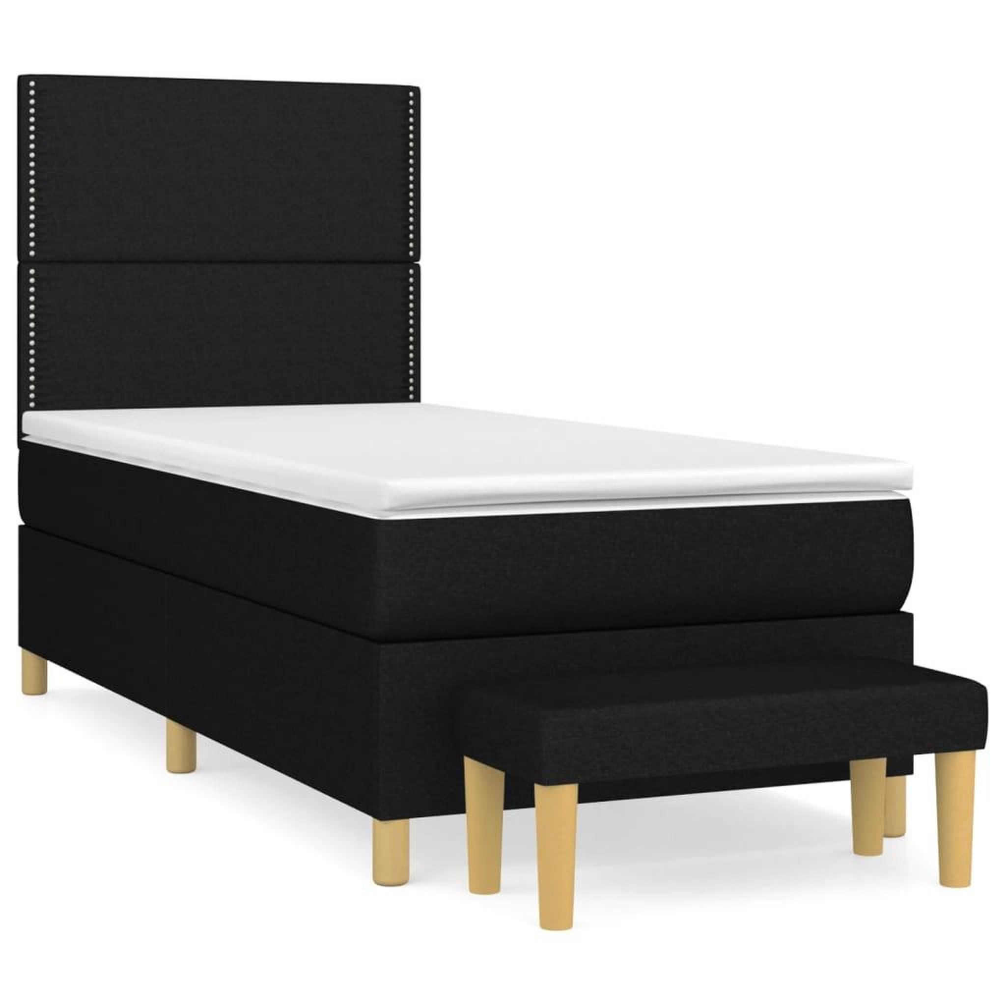 Voir la diapositive 2 : VIDAXL Sommier a lattes de lit et matelas Noir 80x200 cm Tissu