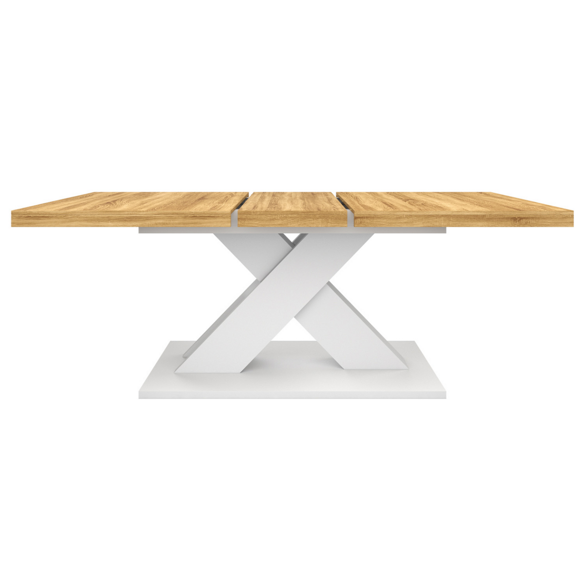 ID MARKET Table à manger extensible rectangle ALICIA 6-10 personnes bois et blanc 160-200 cm